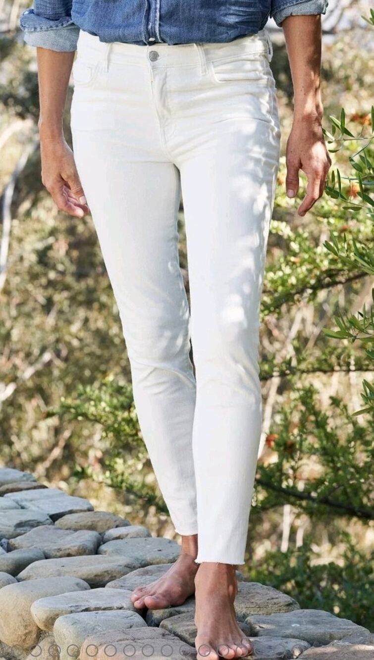 Frank & Eileen Sligo Skinny Jeans Vintage White Denim Raw Hem
